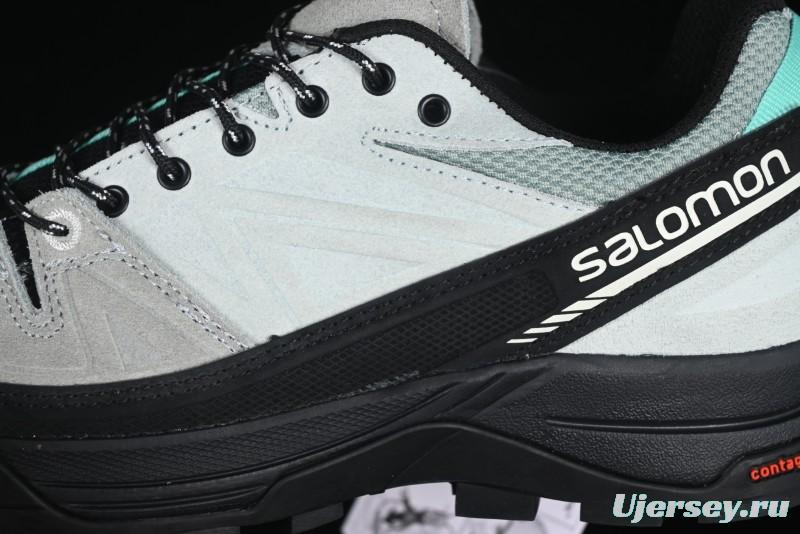 Salomon x Contragrip All-Terrain Hiking Shoes - Lightweight Gray with Black & Teal Accents