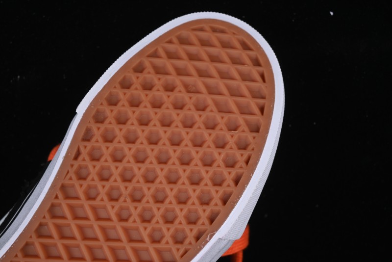 Vans Old Skool Distressed Black Canvas Sneakers with Orange Accents