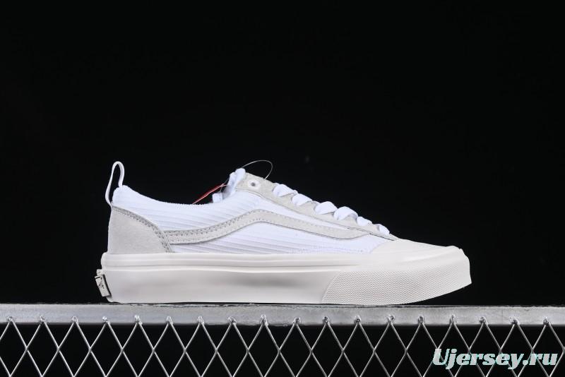 Classic White Low-Top Skate Sneakers with Gray Suede Accents