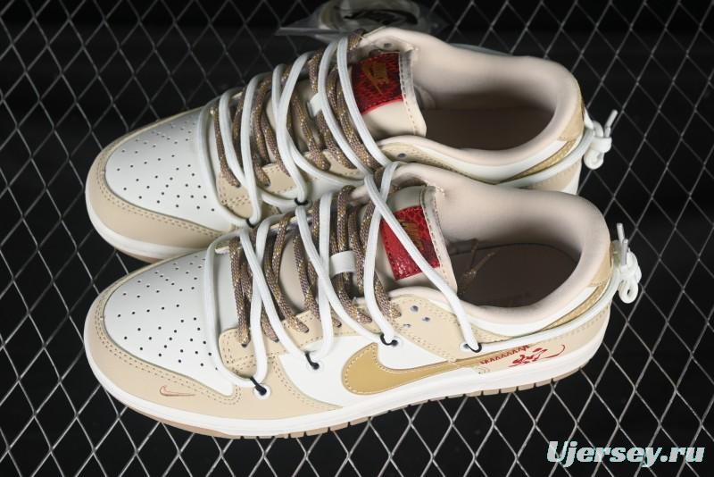 Nike SB Dunk Low Year of the Snake Series Strap Yellow White Yellow Swoosh Anniversary Custom Low-Top Casual Skate Shoes - YX5066-291