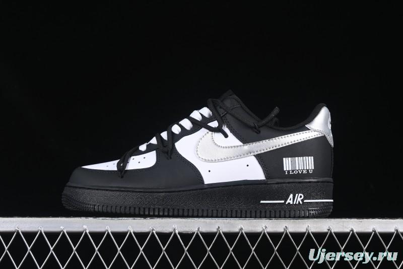 Nike Air Force 1'07 Low Silver Wing Panda Casual Sneakers with Strap - ZH0316-064