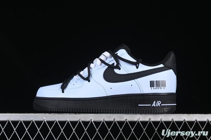 Custom "I Love U" Black & White Sneakers - Sleek Barcode Design