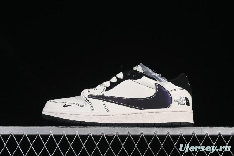 Nike Travis Scott x Fragment Design x Air Jordan 1 Low OG SP Casual Sneakers with Reverse Swoosh - XS6089-500