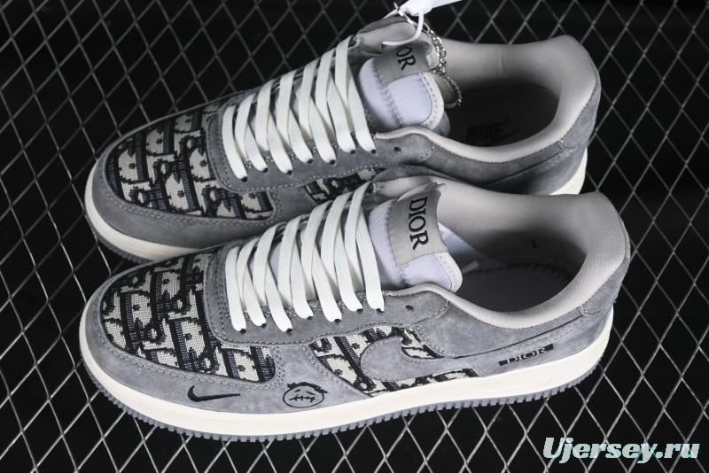 Nike Air Force 1'07 Low Dior Collaboration Grey Knit Skeleton Low-Top Casual Sneakers - KK1988-056