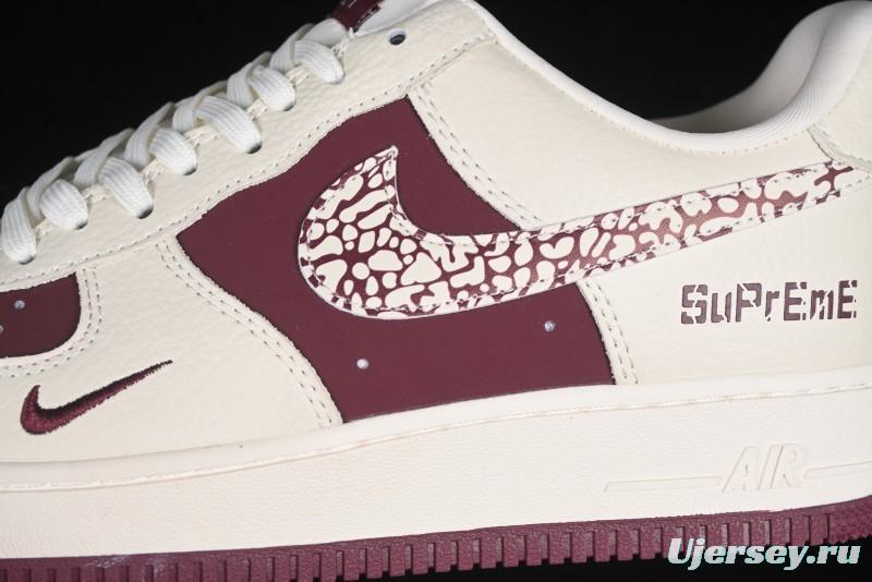 Nike Air Force 1'07 Low Supreme Collaboration Rice Wine Red Casual Sneakers - KK1988-070