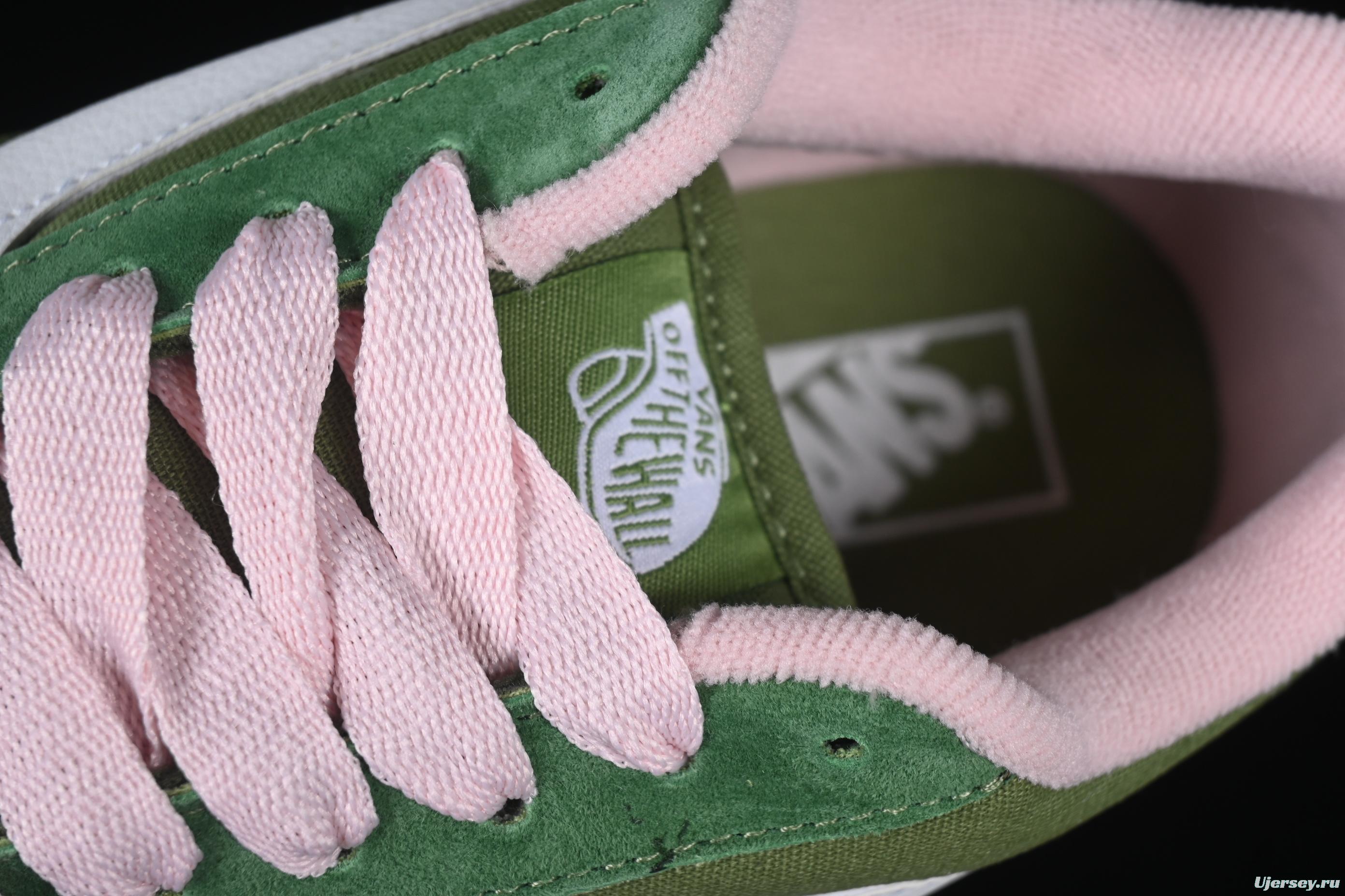 Vans Old Skool Low-Top Sneakers - Forest Green & Pink Accents