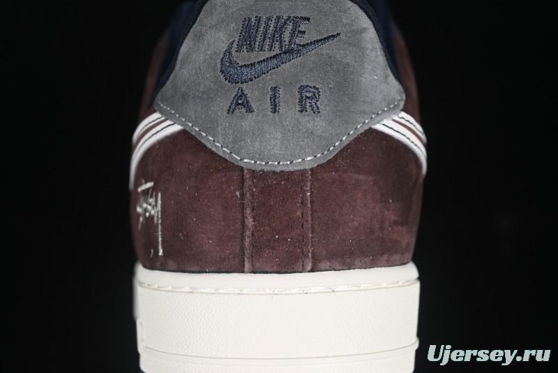 Nike Air Force 1 '07 Low Stussy Collaboration White Blue Chocolate Low-Top Casual Sneakers - KK1988-061