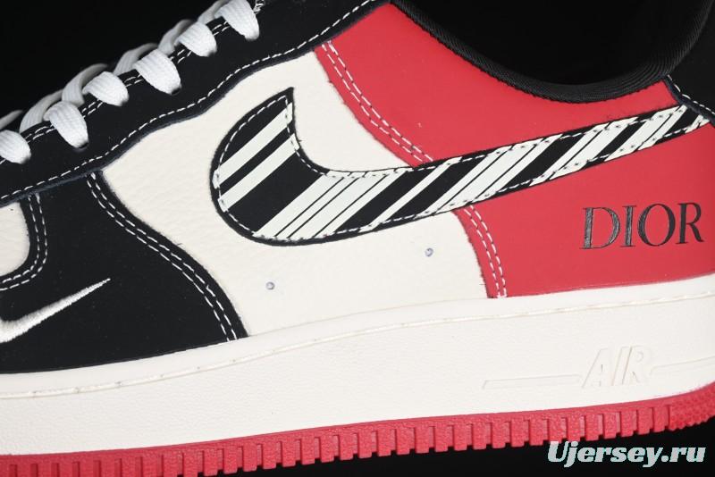 Nike Air Force 1'07 Low Dior Collaboration Red Black Zebra Print Casual Sneakers - KK1988-066