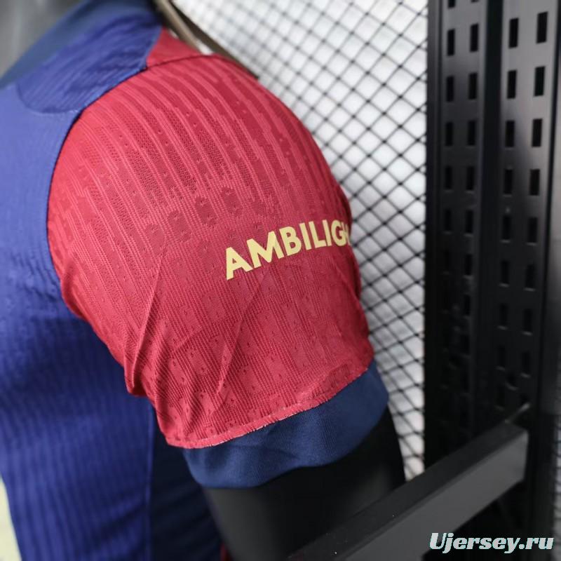 Player Version 25/26 FC Barcelona Home  with Pink "T.S. 1989" Jersey