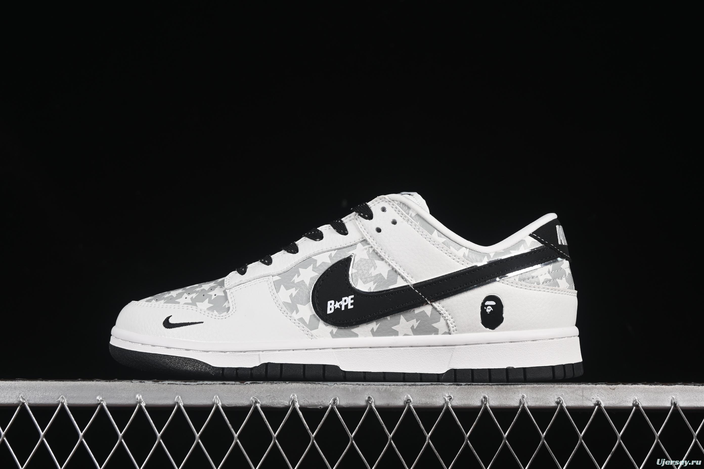 Nike SB Dunk Low BAPE Collection 5-Point Star Black Swoosh Anniversary High-End Custom Low-Top Casual Skate Shoes - CS1688-104