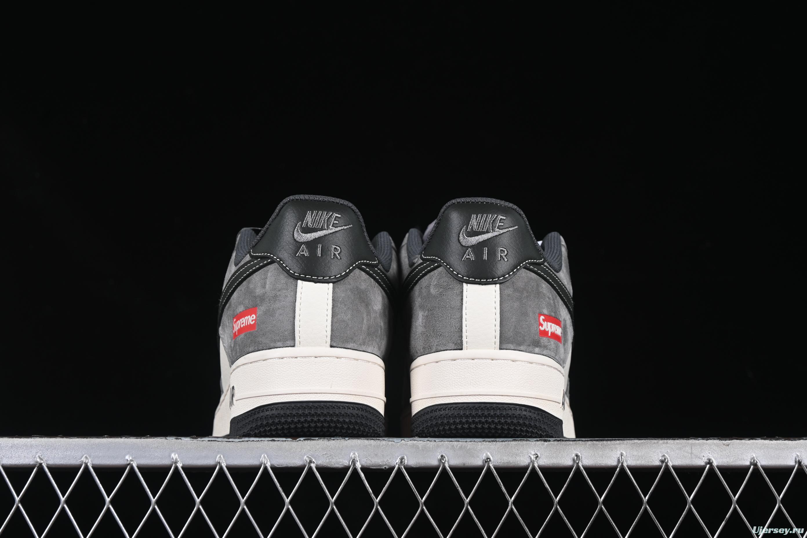 Nike Air Force 1 '07 Low Supreme Collaboration Black Grey Patchwork Casual Sneakers - XZ6188-792