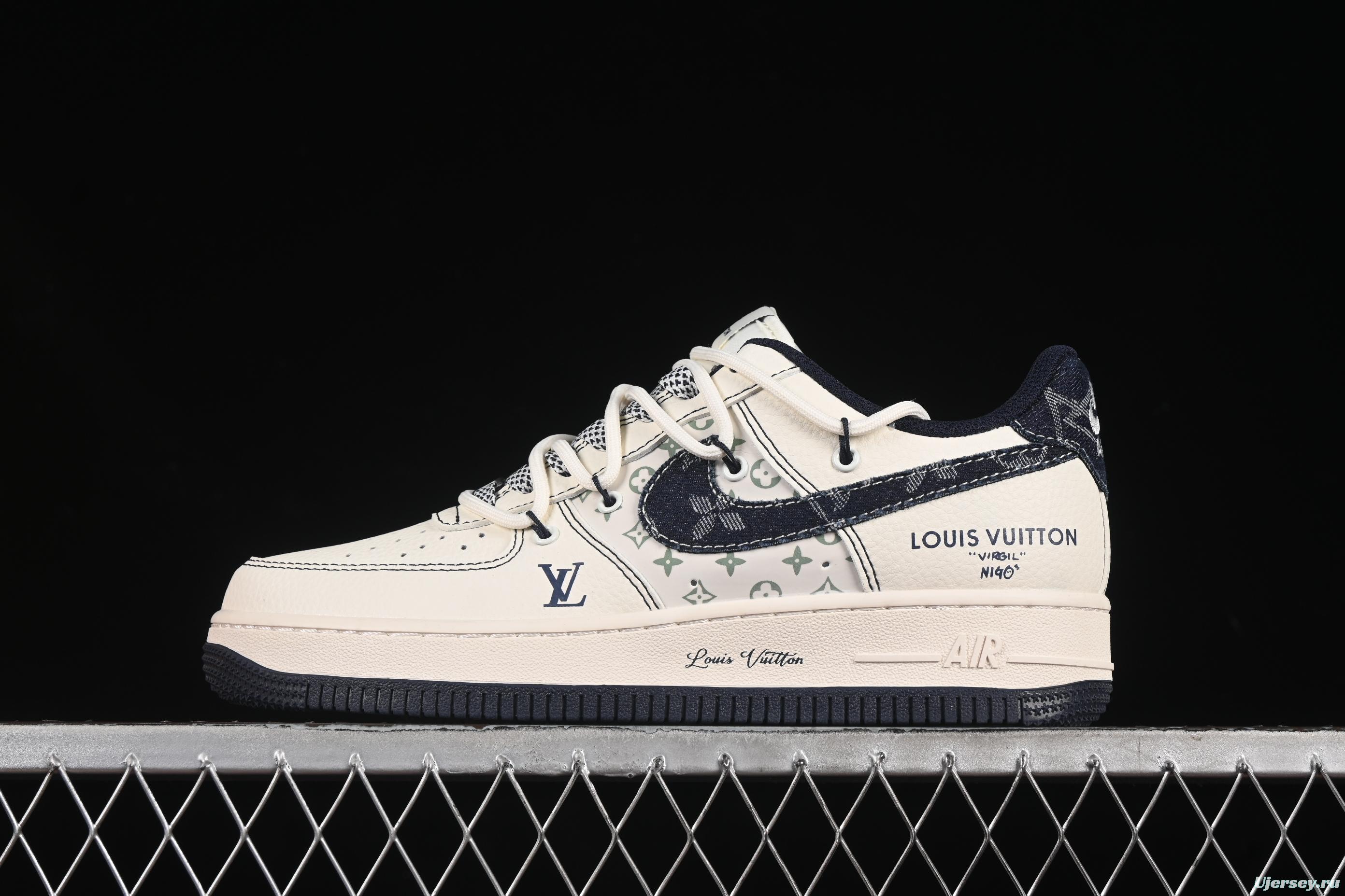 Nike Air Force 1 '07 Low LV Collaboration Black Denim Hook Drawstring Casual Sneakers - DM6868-060