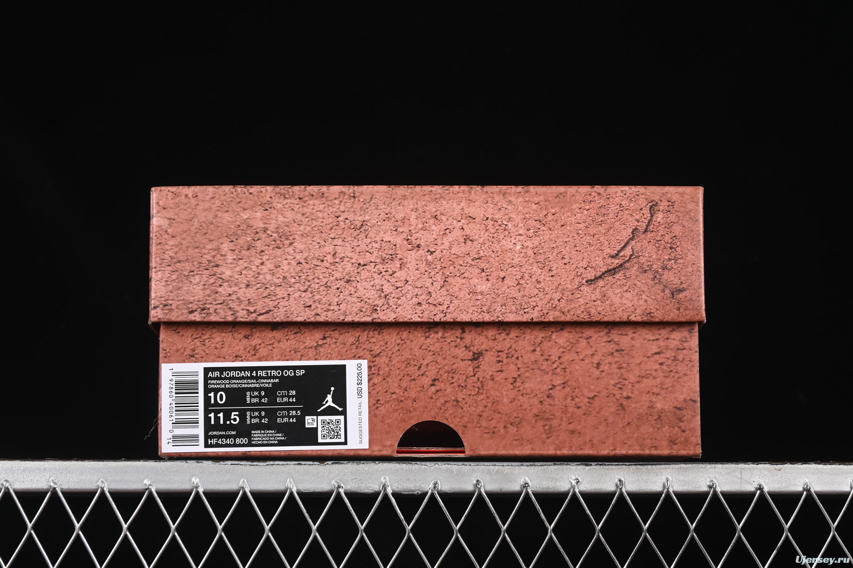 Nike Nigel Sylvester x Air Jordan 4 Retro OG "Brick By Brick" High-Top Sneakers with Suede and Leather Details - HF4340-800