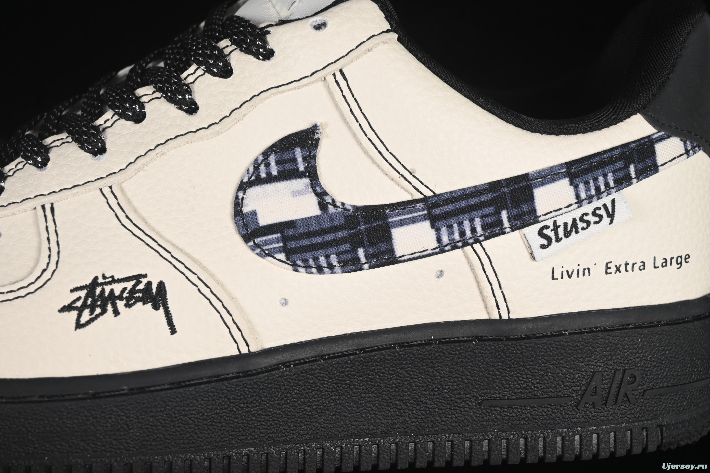 Nike Air Force 1 '07 Low Stussy Collaboration Checkerboard Black White Low-Top Casual Sneakers - KK1988-071