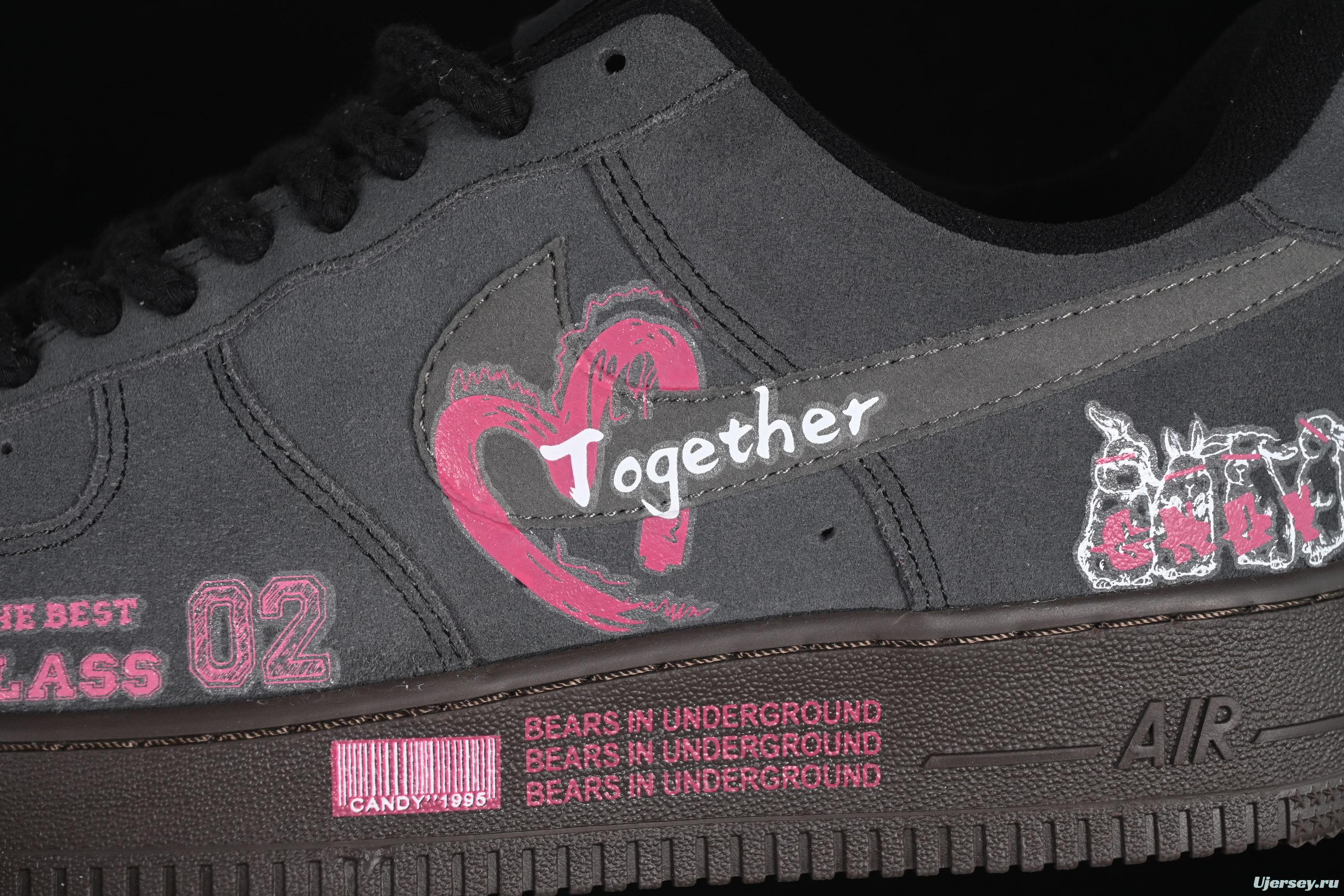 Nike Air Force 1'07 Low "Black Pink" Limited Edition Sneakers with Heart Design - DO6730-010