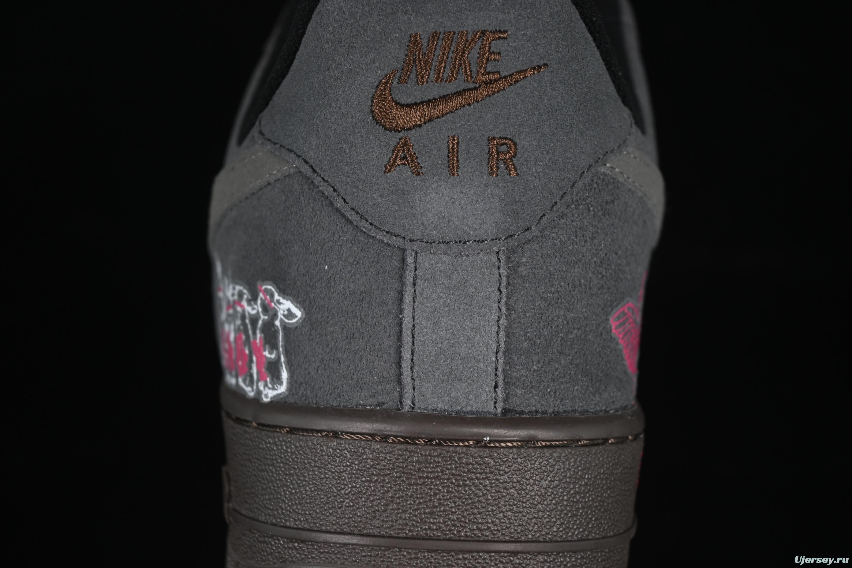 Nike Air Force 1'07 Low "Black Pink" Limited Edition Sneakers with Heart Design - DO6730-010