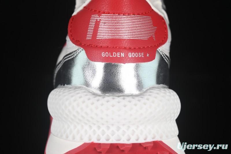 Golden Goose Marathon White Red Silver Comfortable Low-Top Lifestyle Sneakers - H8D4