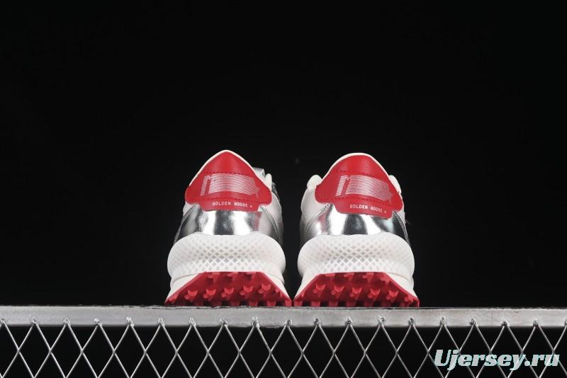 Golden Goose Marathon White Red Silver Comfortable Low-Top Lifestyle Sneakers - H8D4