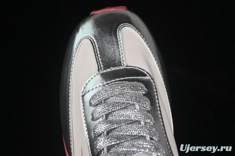Golden Goose Marathon White Red Silver Comfortable Low-Top Lifestyle Sneakers - H8D4