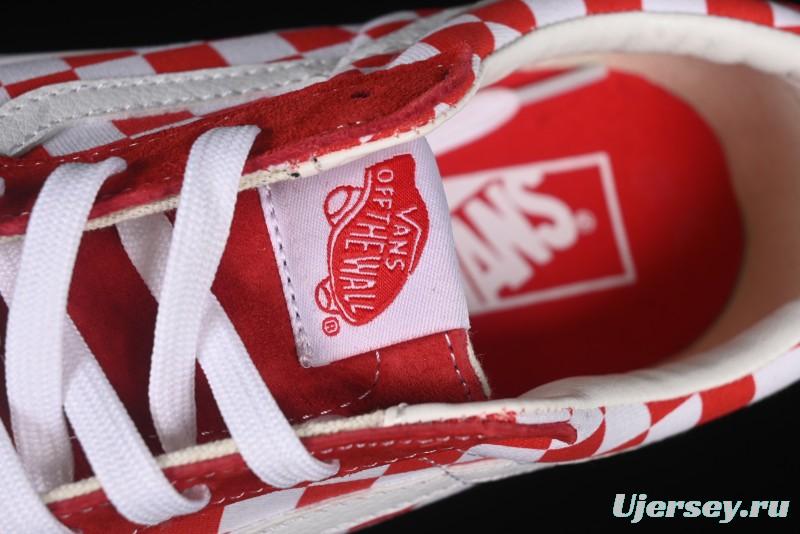 Vans Sk8-Low White Red Checkerboard Slip-Resistant Casual Skate Shoes - VN0A4UUK4W9