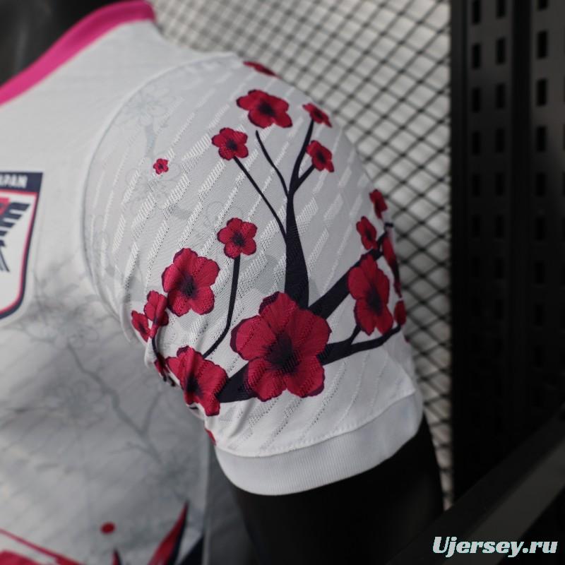 Player Version 2025 Japan White with Blue and Red Bird Jersey