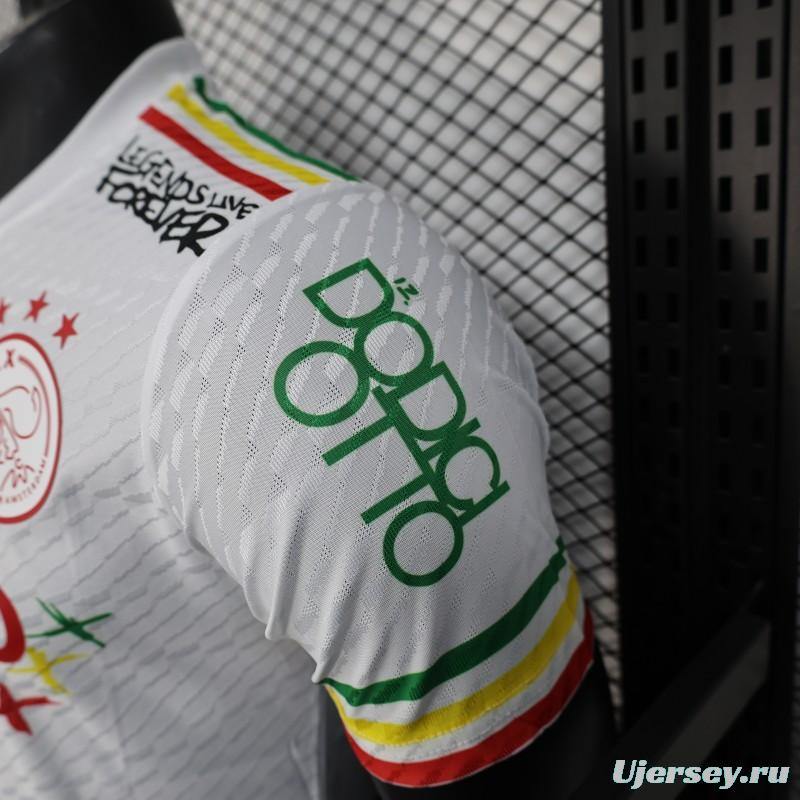 Player Version 25/26 Ajax White Jersey with Bob Marley Tribute Design
