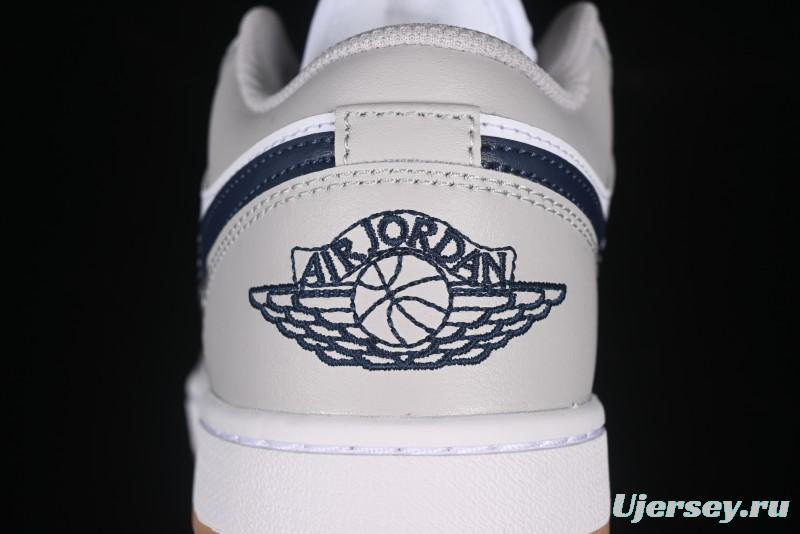 Nike Air Jordan 1 Low AJ1 Casual Sneakers with Blue Swoosh - 553558-146