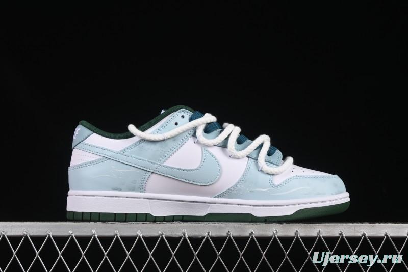 Nike Dunk Low Deconstructed Snake Emblem White Blue Low-Top Casual Sneakers - DD1391-101