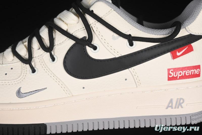 Nike Air Force 1 '07 Low Supreme Collaboration Dual-Tone Grey Black Drawstring Casual Sneakers - DM6868-069