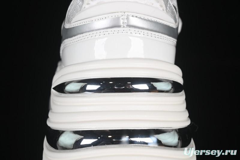 GG-CC Chunky Low Casual Fashion Sneakers with Thick Sole and Height Increasing Design - 2607 White