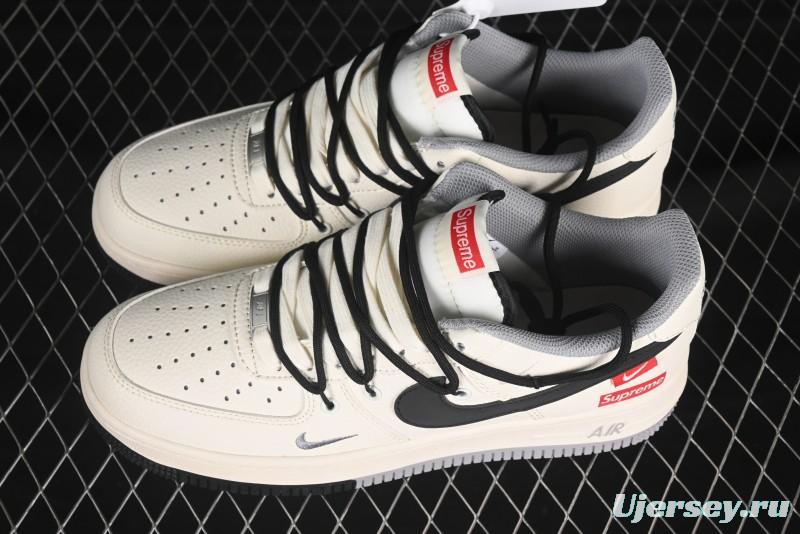 Nike Air Force 1 '07 Low Supreme Collaboration Dual-Tone Grey Black Drawstring Casual Sneakers - DM6868-069