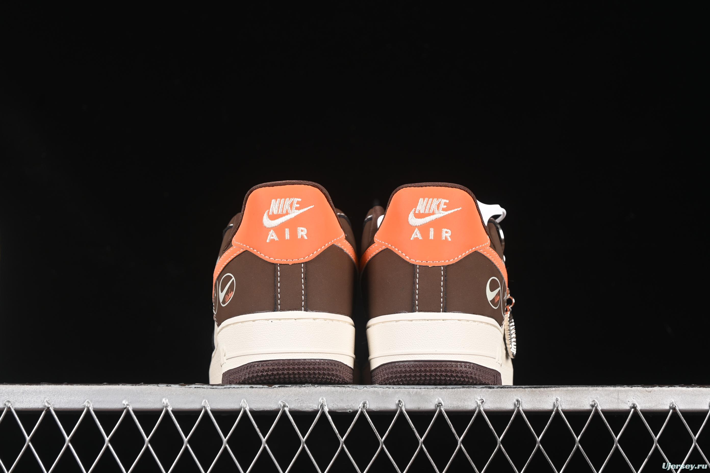 Nike Air Force 1 '07 Low Collaboration Dark Brown Swoosh Casual Sneakers - KK1988-080