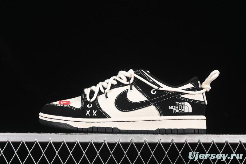 Nike SB Dunk Low The North Face Collaboration Strap Black White Black Swoosh Anniversary Custom Low-Top Skate Shoes - YX5066-287