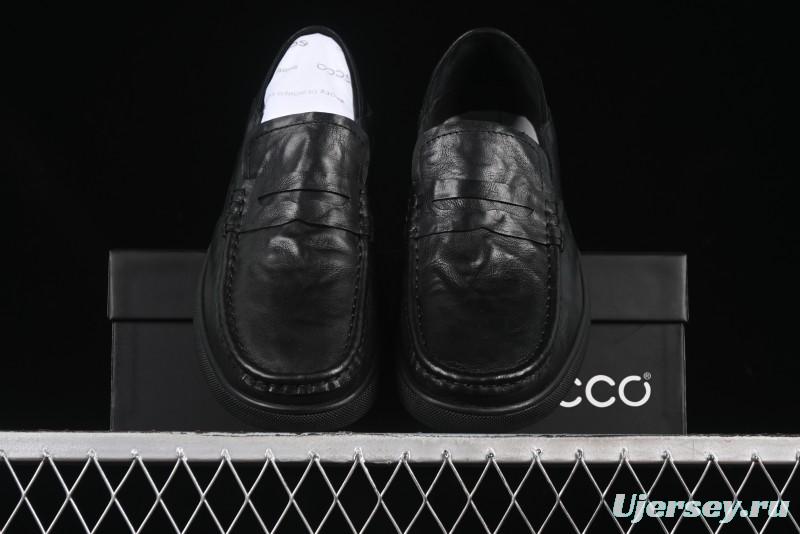 ECCO Soft Moc Summer Genuine Leather Breathable Slip-On Driving Shoes - 63516801001