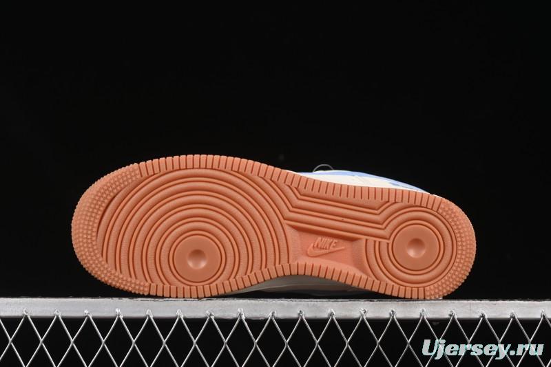 Nike Air Force 1 '07 Low Supreme Collaboration Blue Swoosh Gum Sole Casual Sneakers - XS1958-547