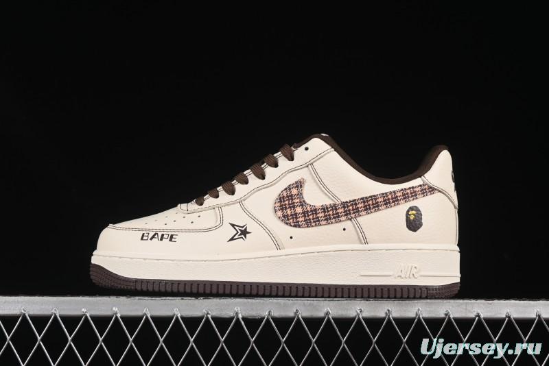 Nike Air Force 1 '07 Low Bape Collaboration Beige Camo Casual Sneakers - DF0188-052