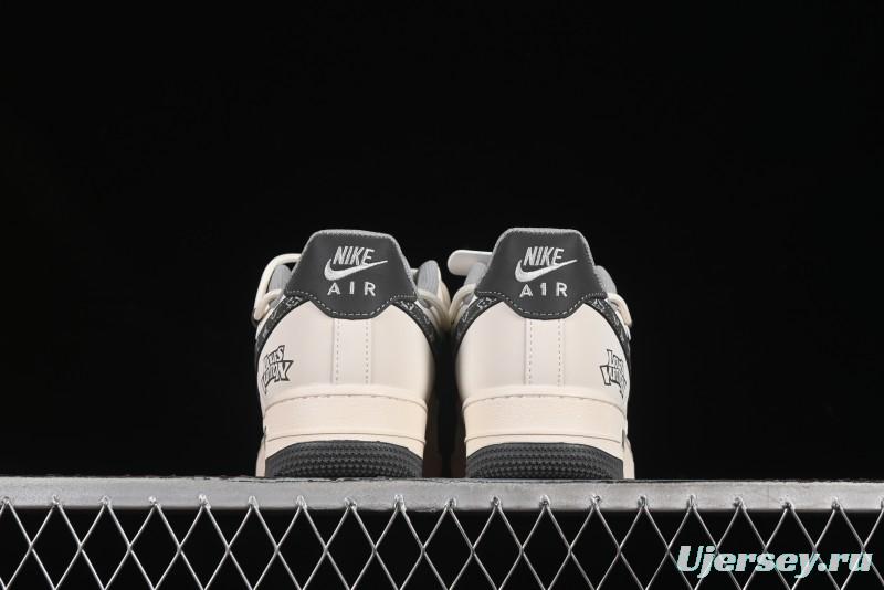Nike Air Force 1 '07 Low LV Collaboration Two-Tone Grey Pattern Lace-Up Casual Sneakers - DM6868-063