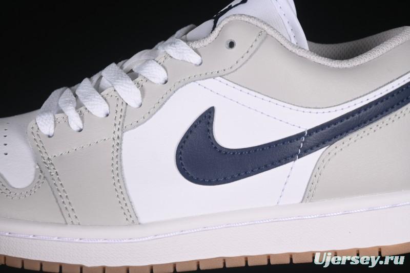 Nike Air Jordan 1 Low AJ1 Casual Sneakers with Blue Swoosh - 553558-146