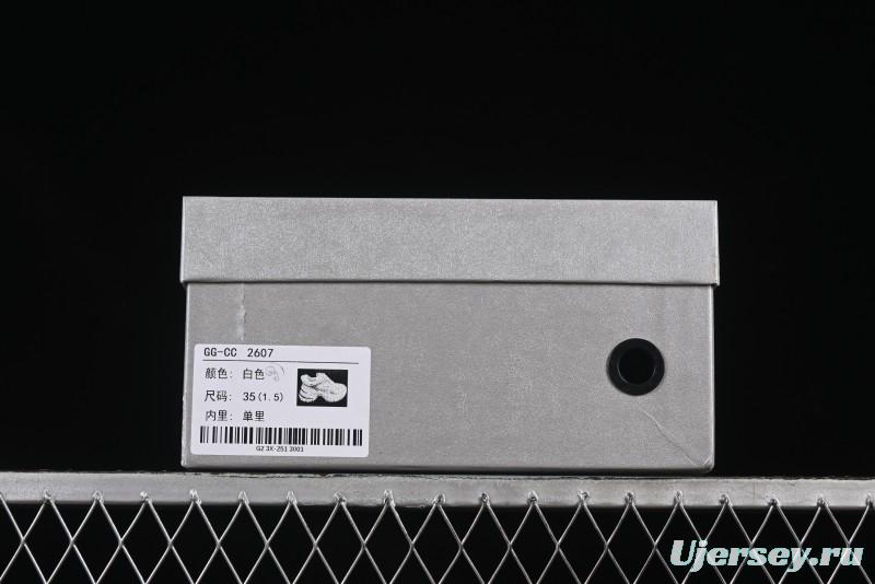 GG-CC Chunky Low Casual Fashion Sneakers with Thick Sole and Height Increasing Design - 2607 White