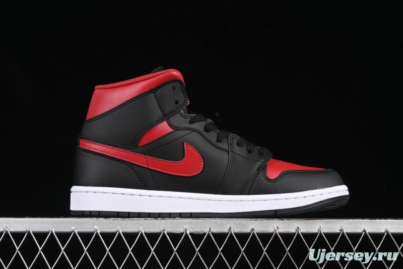 Nike Air Jordan 1 Mid AJ1 Black Red Mid-Top Casual Sneakers - DQ8426-067