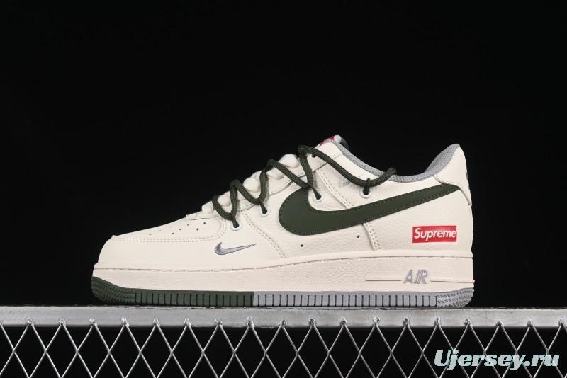 Nike Air Force 1'07 Low Supreme Collaboration Dual-Tone Grey Green Lace-Up Casual Sneakers - DM6868-070