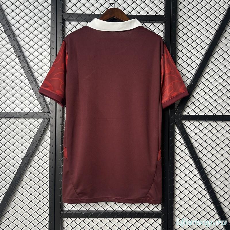 2025 Portugal National Team Burgundy with Floral Pattern Jersey
