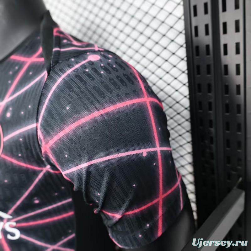 Player Version 25/26 Paris Saint-Germain PSG Black with Neon Geometric Network Jersey