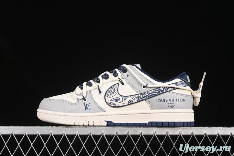 Nike SB Dunk Low LV Series Strap Graffiti White Blue Swoosh Anniversary High-End Custom Low-Top Casual Skate Shoes - DM6868-074