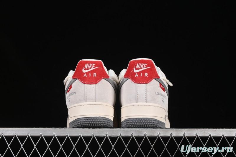 Nike Air Force 1 '07 Low LV Collaboration Two-Tone Red Heel Drawstring Casual Sneakers - DM6868-084