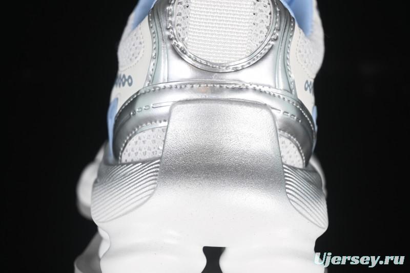 GG-CC Star Same Style Lace-Up Hollow Out Dad Shoes with 5cm Hidden Height Increase - G25X269 White Blue