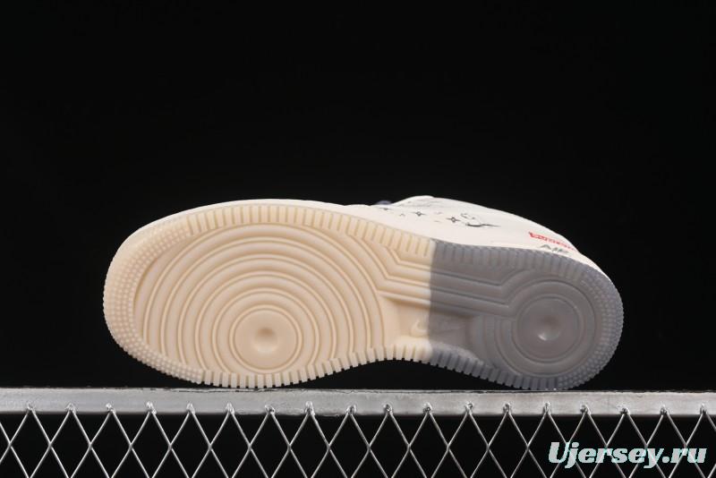 Nike Air Force 1 '07 Low Supreme Collaboration Dual-Tone Grey Print Casual Sneakers - HH7518-077