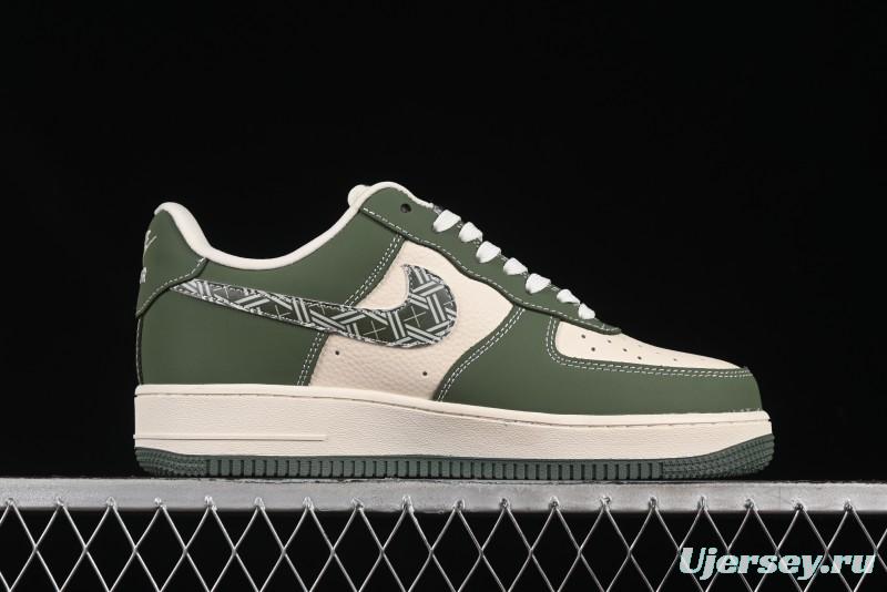 Nike Air Force 1'07 Low Dior Collaboration Dark Green Floral Swoosh Casual Sneakers - KK1988-081