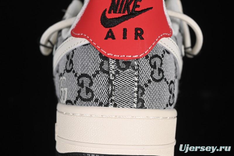 Nike Air Force 1'07 Low Gucci Collaboration Grey Pattern Drawstring Casual Sneakers - YX5066-319