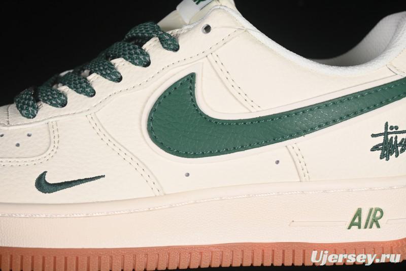 Nike Air Force 1 '07 Low Stussy Collaboration Green Swoosh Gum Sole Casual Sneakers - XX3168-138